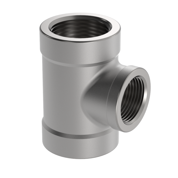 PF3T-RTE-HDN 1 1/2 in X 1/2 in Threaded Tee - Reducing 3000# T304L Stainless Steel Pipe Fitting